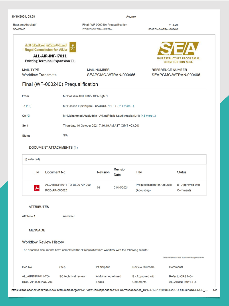 Royal Commission for Alula Certificate