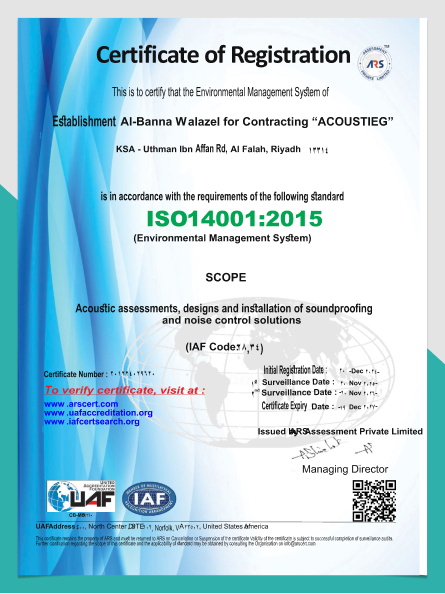 ISO 14001:2015 Certificate